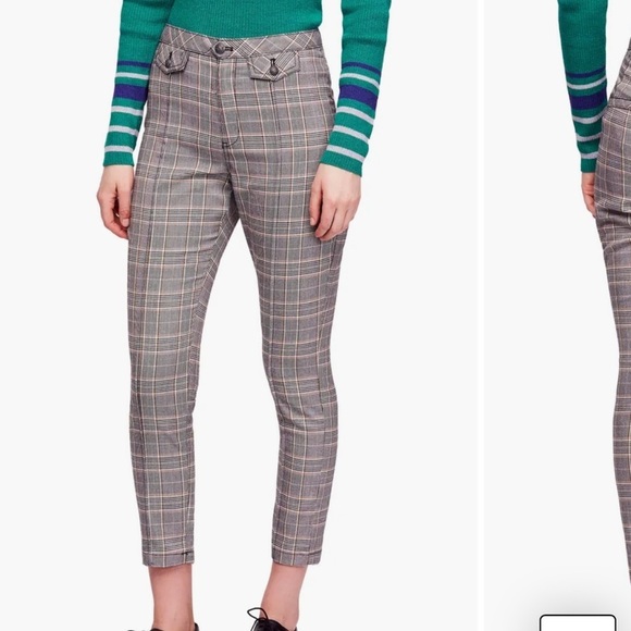 Free People Womens Tailored Plaid Short Pants cropped ankle  size 6 - Picture 3 of 13